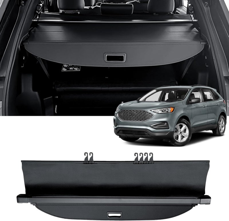 AUXKO Retractable Cargo Cover for Ford Edge 2024-2015, Trunk Cargo Cover Luggage Security Shade Cover for 2024 2023 2022 Ford Edge Shielding Shade Anti-Peeping Luggage Privacy Screen, Carbon Fiber - Image 2